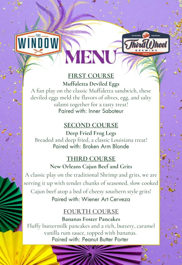 Fat Tuesday beer dinner menu